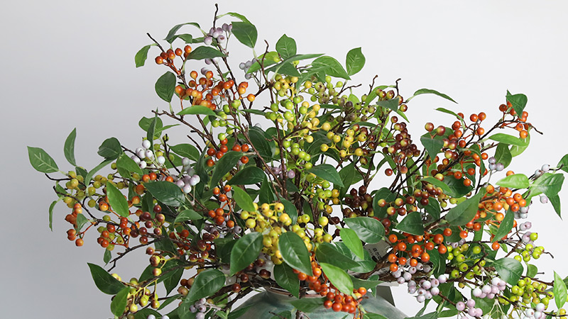 faux berry arrangement colorful berries and green leaves in a vase, home decor