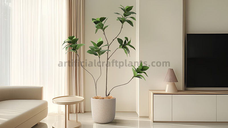 artificial ficus tree in a modern living room