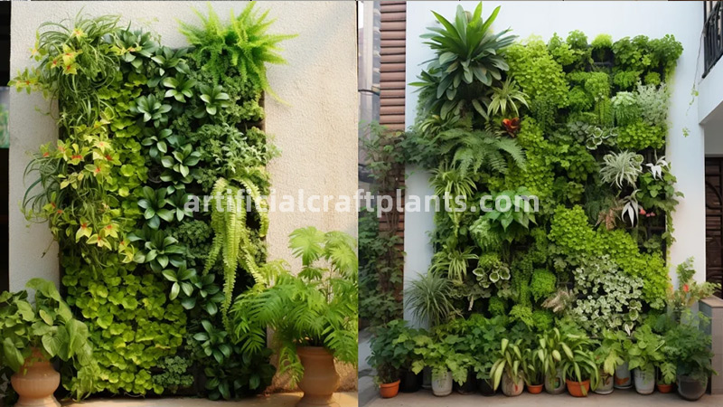 fake vertical garden decor two artificial vertical gardens on a patio