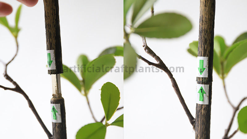 Assembling artificial plant stems with arrow stickers