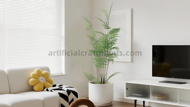Modern Fern Decor Modern living room with artificial fern plant