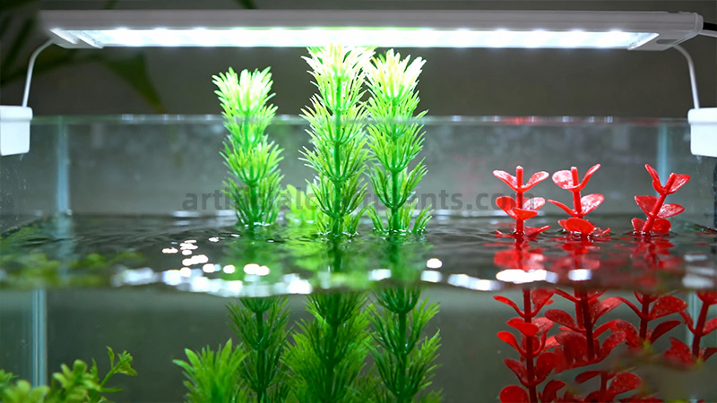 Aquarium Artificial Plants Artificial plants in aquarium with LED light