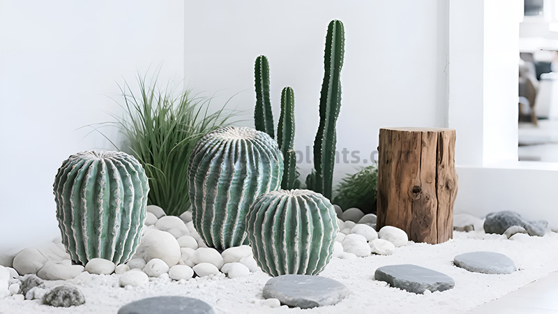 Artificial Cactus Garden large artificial cactus garden with white rocks and stones