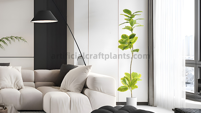 Artificial Fiddle Leaf Fig Tree tall artificial fiddle leaf fig tree in a modern living room