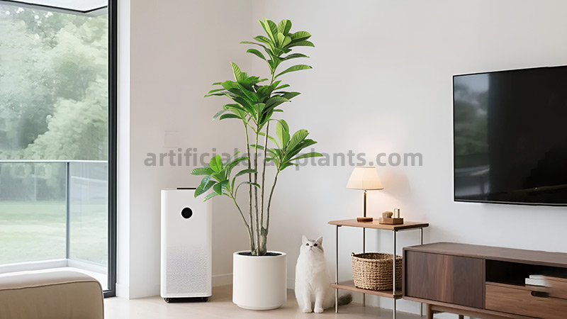 Artificial Loquat Tree large artificial loquat tree in a modern minimalist living room