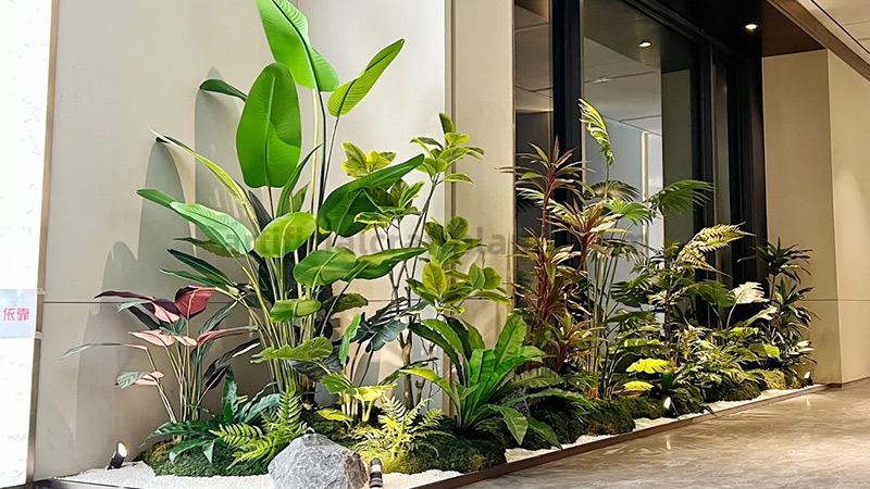 Artificial Tropical Plants large artificial tropical plants and ferns in a modern planter
