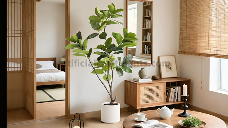 Japanese Home Decor Plant Artificial plant in a white pot in a Japanese-style room